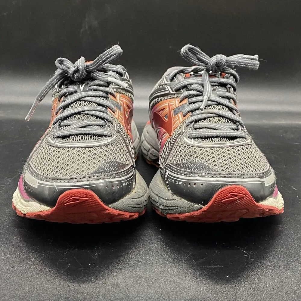 Brooks Adrenaline GTS 17 1202311B044 womens 7.5 gray orange running athletic - Picture 3 of 8